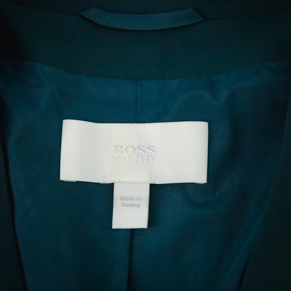 Hugo Boss Size 6 US Teal Jujube1 Hook Closure Career Business Blazer Jacket - Picture 4 of 9